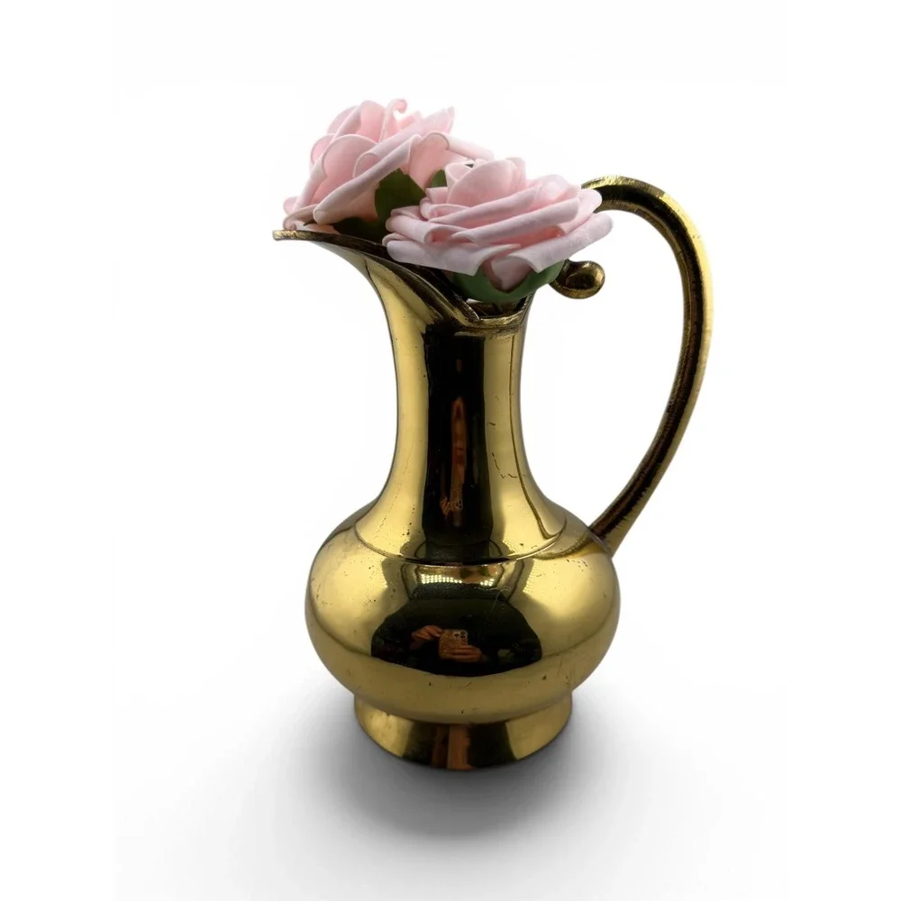 Vintage Solid Brass Pitcher Vase 7.5